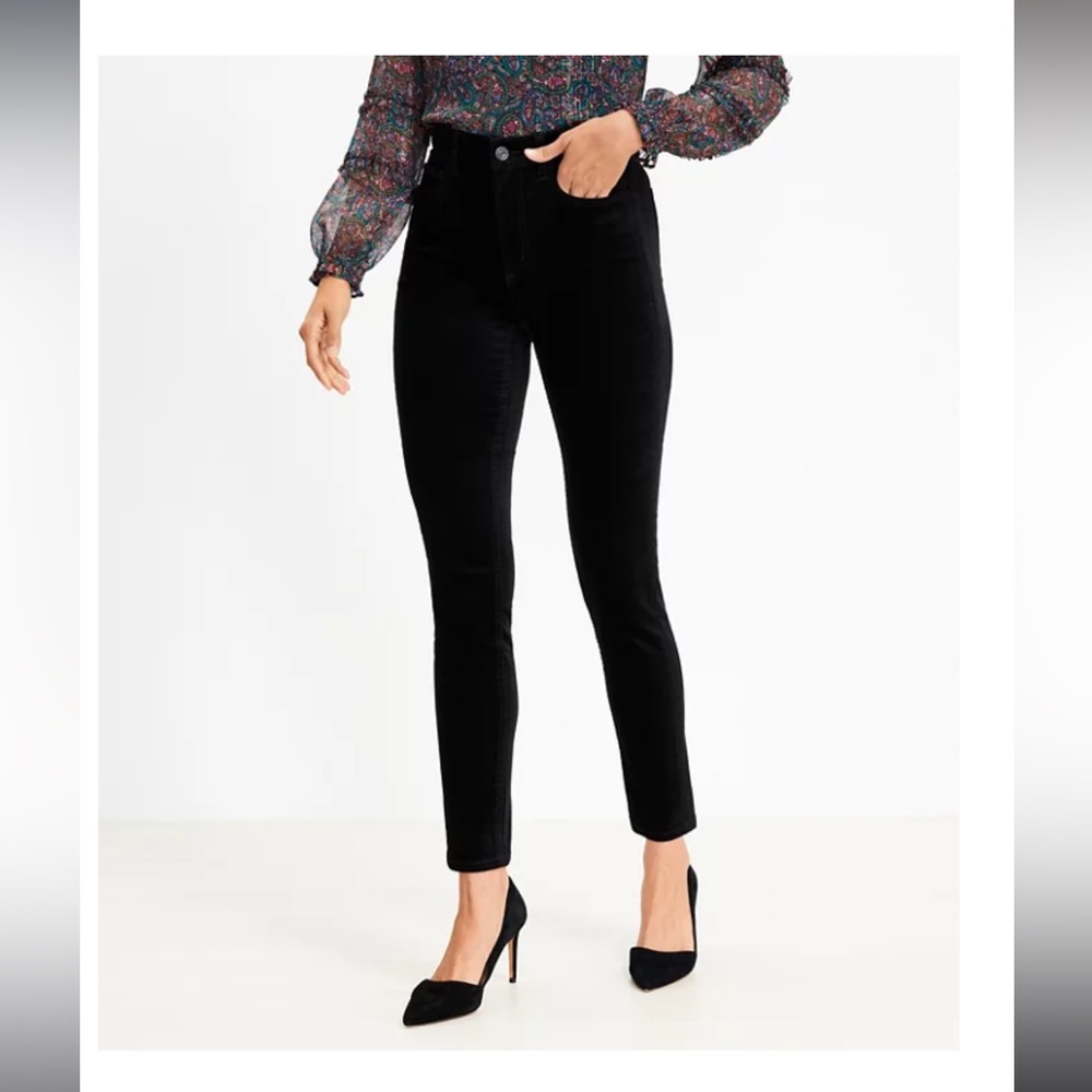Loft black velvet skinny pants